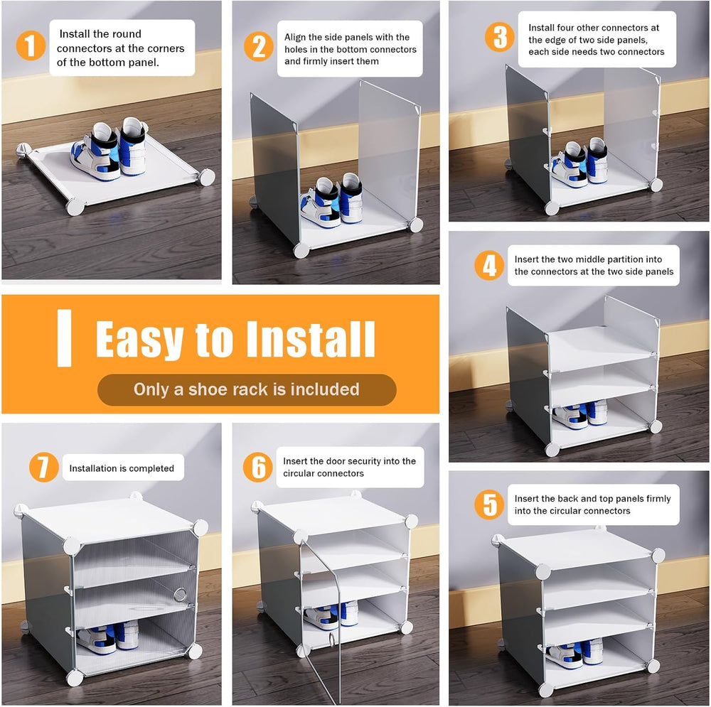 Shoe Rack Organizer, 12 Tier Shoe Storage Cabinet Stackable Detachable Free S...