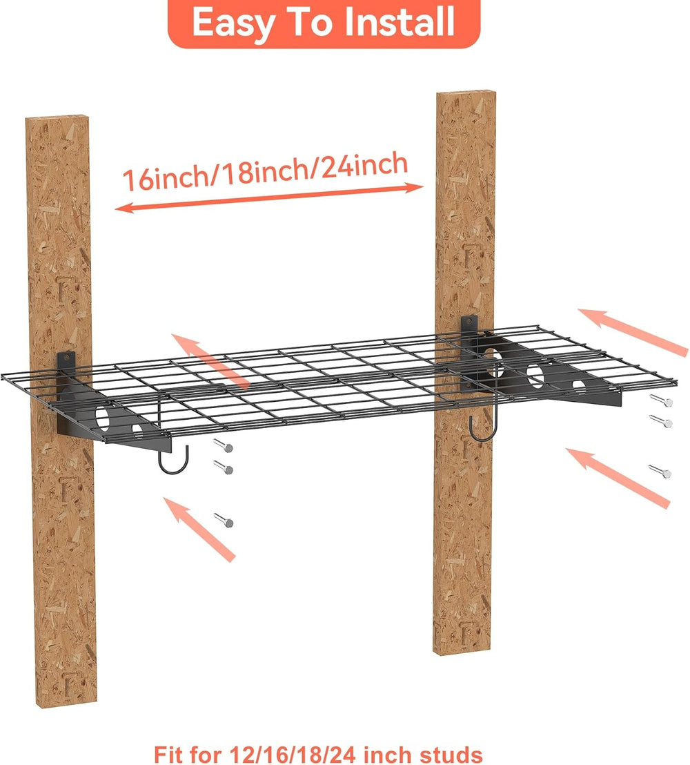 TORACK Garage 24 x 48 in/2 x 4 ft Wall Shelves, Heavy Duty Wall Mounted Wire ...