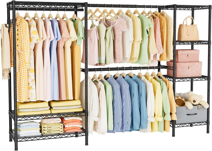 Golpart Heavy Duty Clothing Rack with Adjustable Shelves Clothes Wardrobe