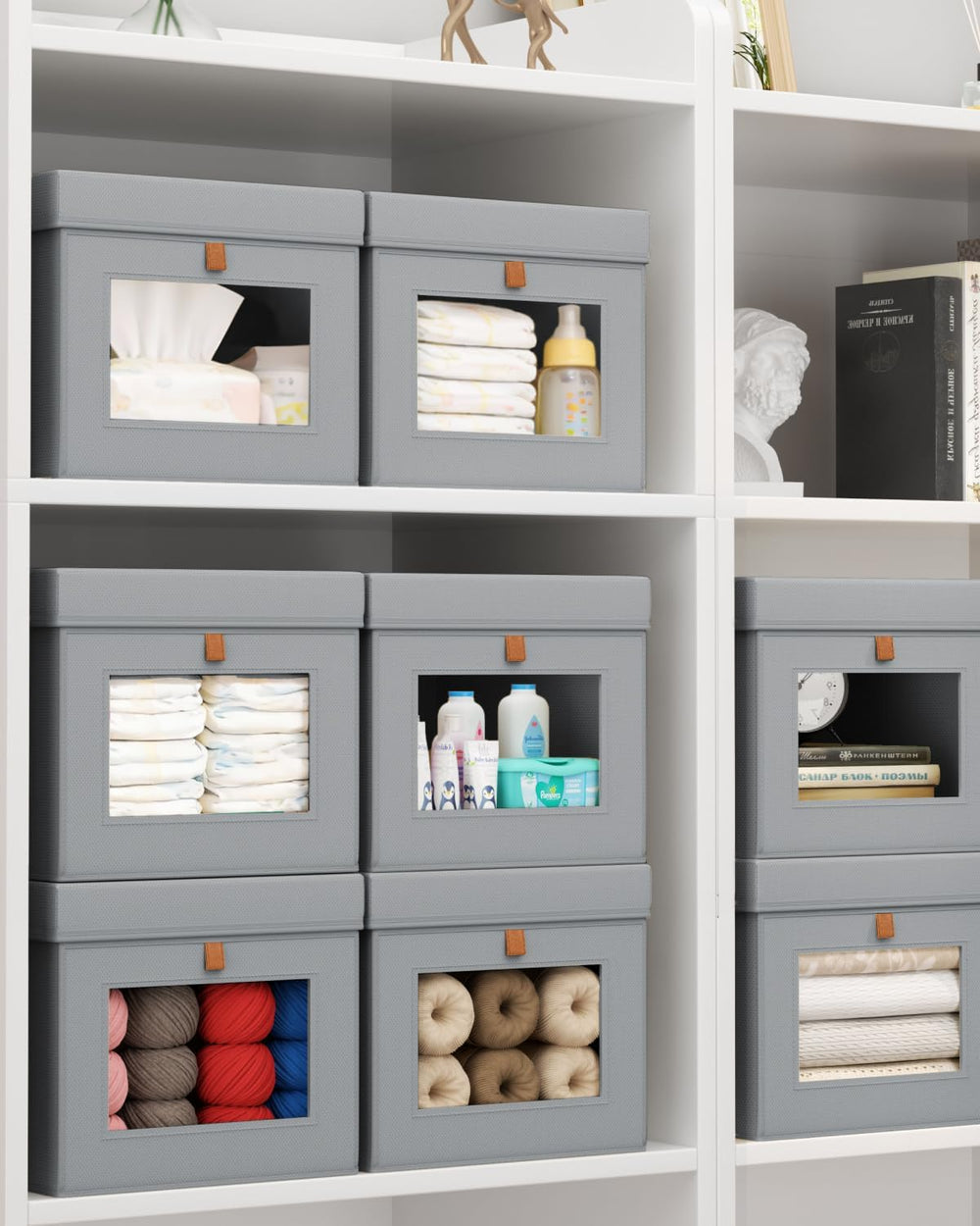 Homsorout Storage Bins with Lid – Closet Organizer with Side Opening and Clea...
