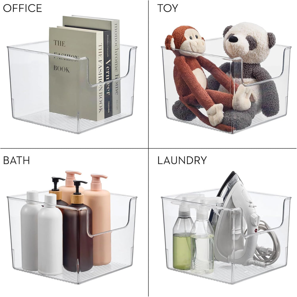 iDesign Open-Front Storage Bin, Set of 4, Clear