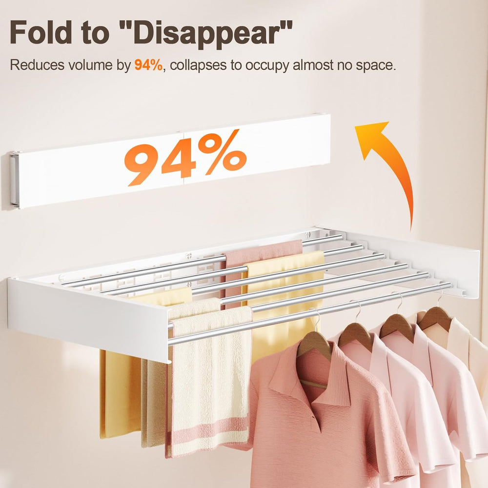Wall Mounted Clothes Drying Rack Folding Indoor, Foldable Laundry Drying Rack...