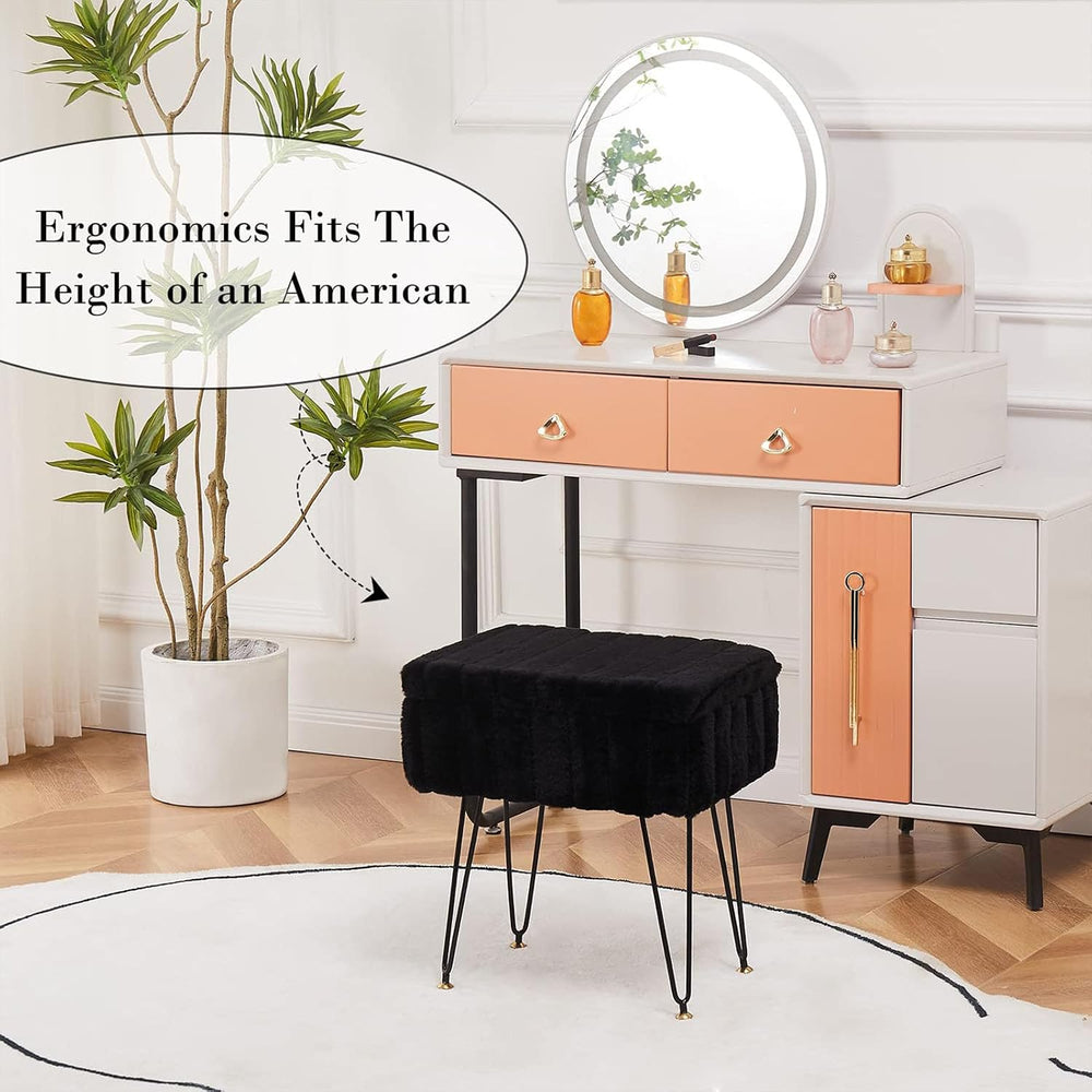 Wimarsbon Storage Ottoman, Vanity Stools with Metal Legs, 16.5" x 11.8&q...