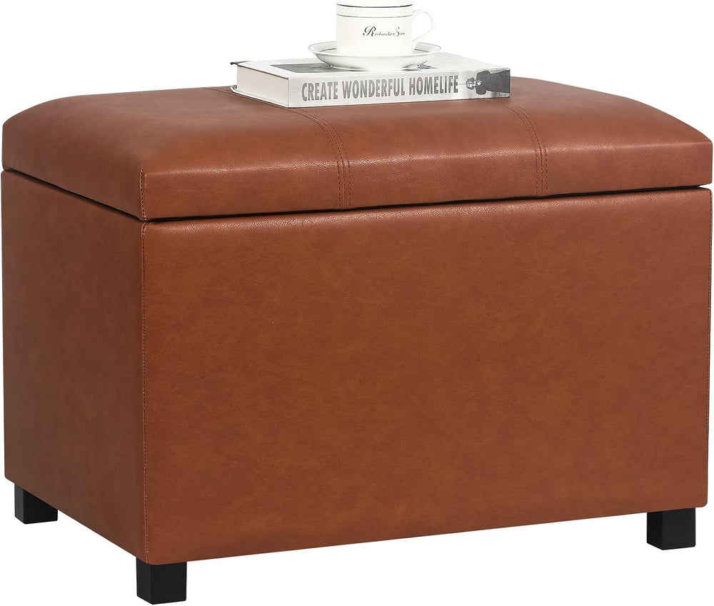 Asense 24-Inch Storage Ottoman Bench,Foot Stool Ottoman with Storage, Faux Le...