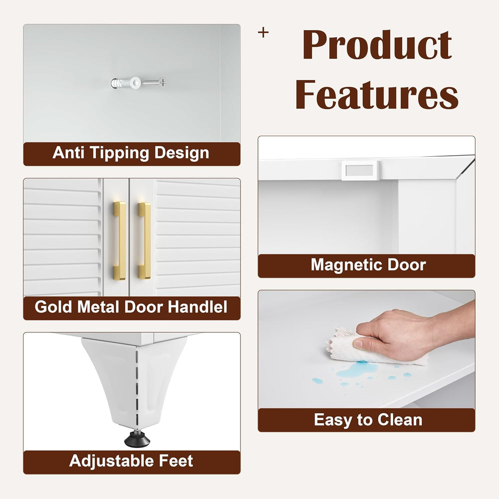 SteeLoong 75" Metal Storage Cabinet with Doors and 5 Adjustable Shelves