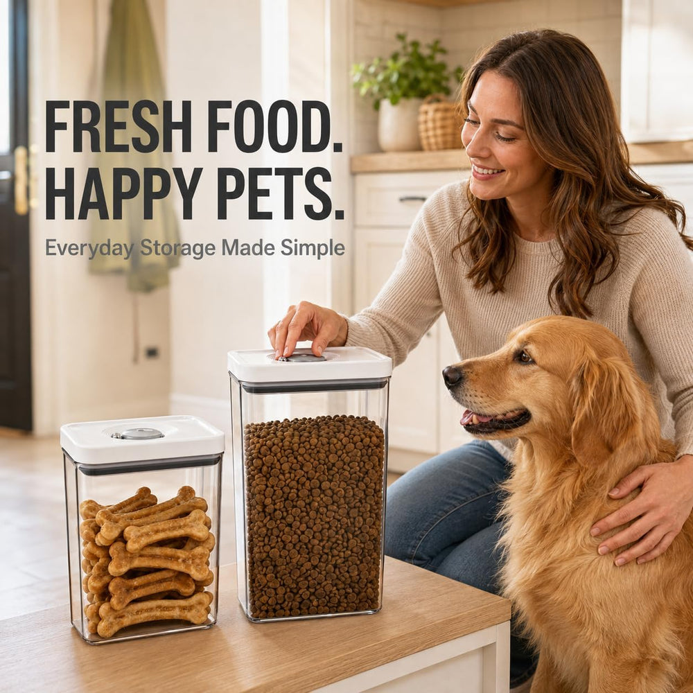 UFORU Dog and Cat Food Storage Containers, 3.1 and 4.4 Qt Airtight 2-Pack