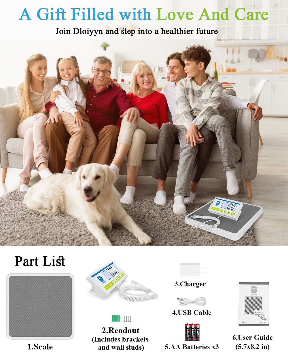 Medical Scale for Body Weight with Digital Display, 660 lb Limit, High Accura...