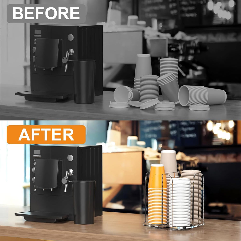 Beego Rotatable 4-Compartment Acrylic Cup Dispenser - Coffee Station Cup and ...