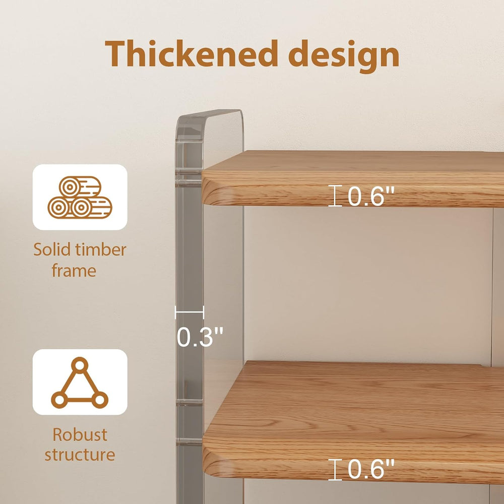 5-Tier Shoe Rack, Wood Acrylic Shoe Shelf, Natural, 29" W