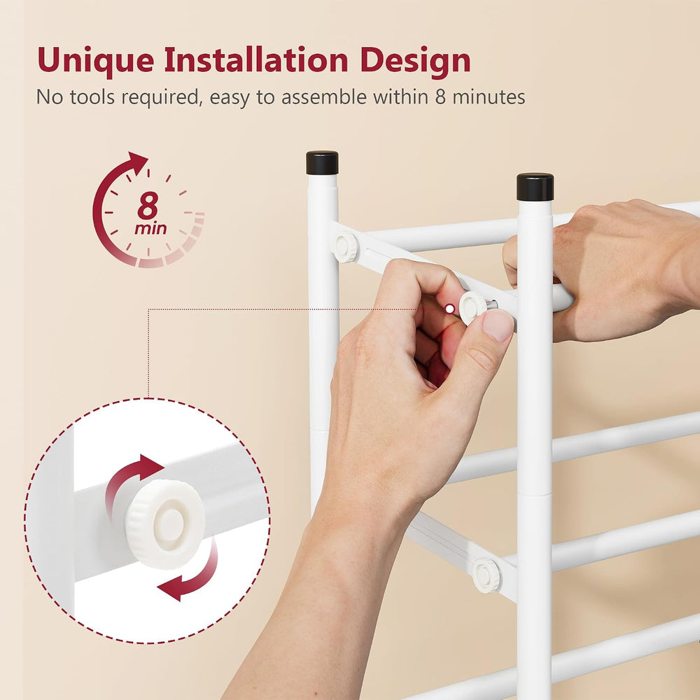 Tajsoon Expandable Shoe Rack for Closet 5 Tier, 28“-41“Stackable, White