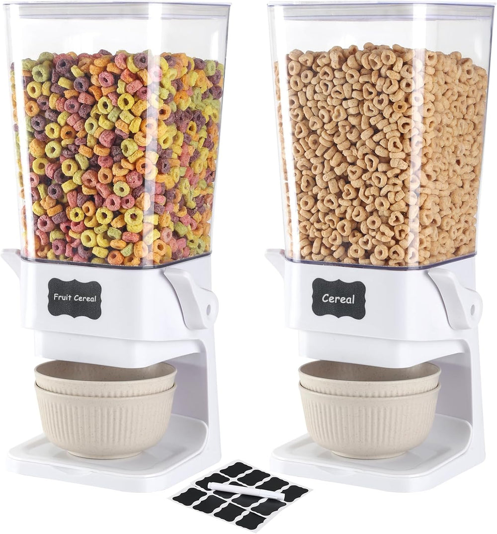 Cereal Dispenser Countertop with Cereal Bowls,16 Labels & Pen, Cereal Con...