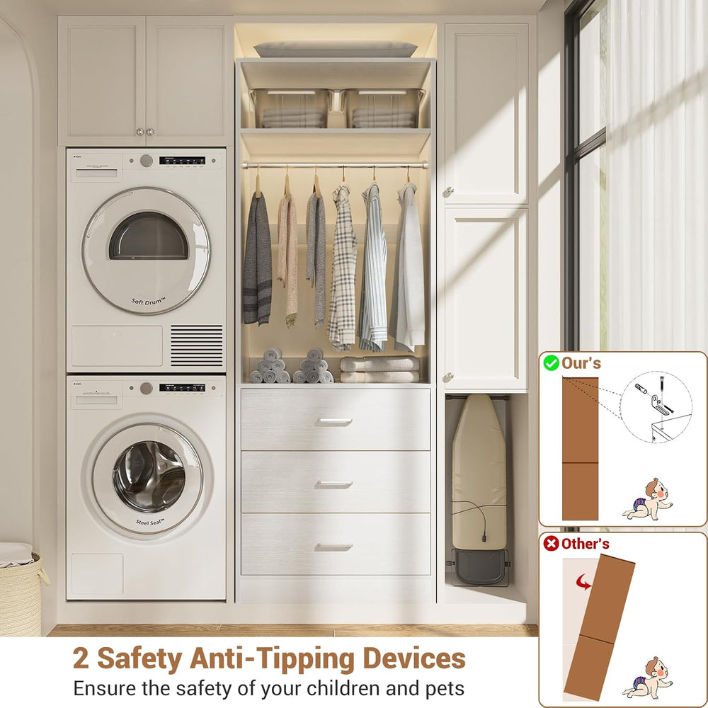 Besiost Closet Systems with 6 Wood Drawers, Closet System Set of 2