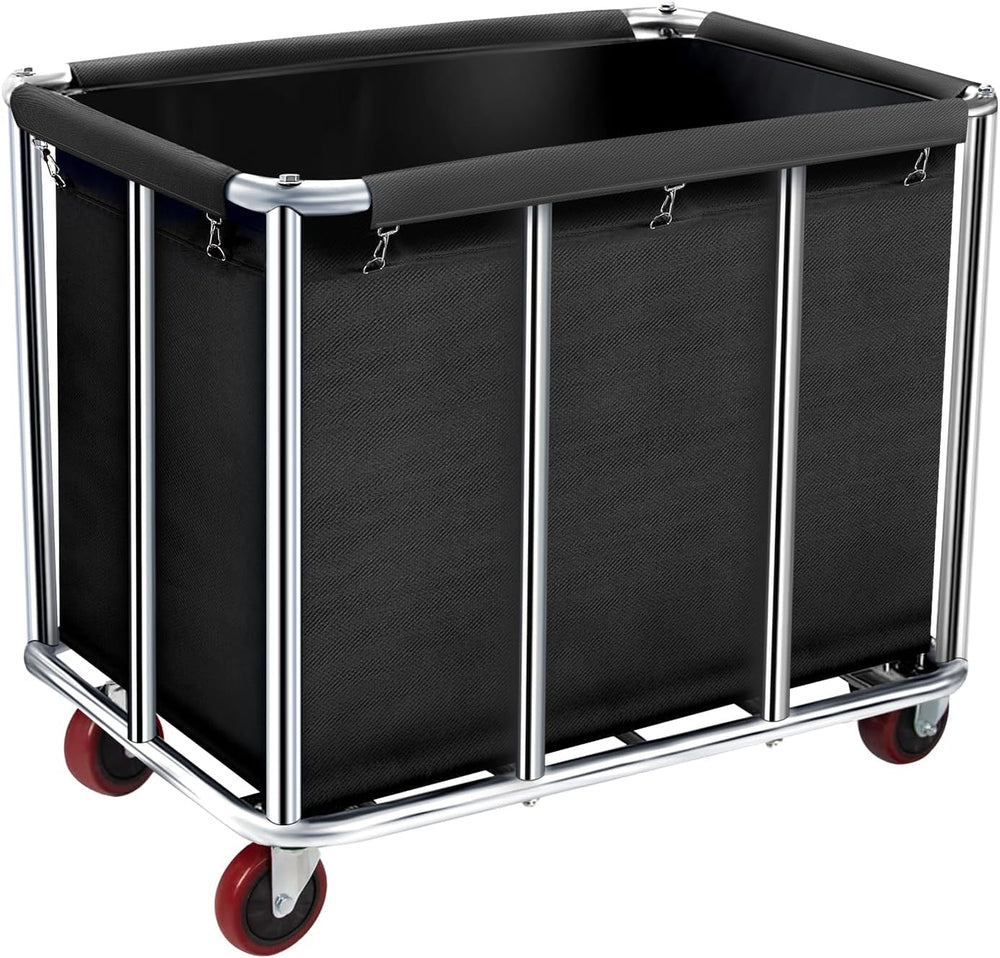 Commercial Laundry Cart with Wheels, 440L Large Rolling Laundry cart, Black