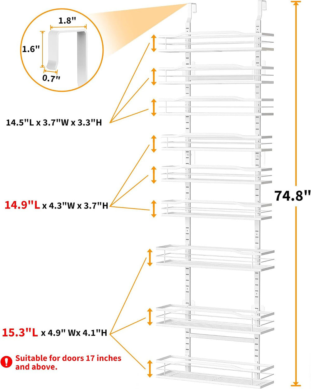 Moforoco White 9-Tier Over The Door Pantry Organizer, Pantry Organization And...