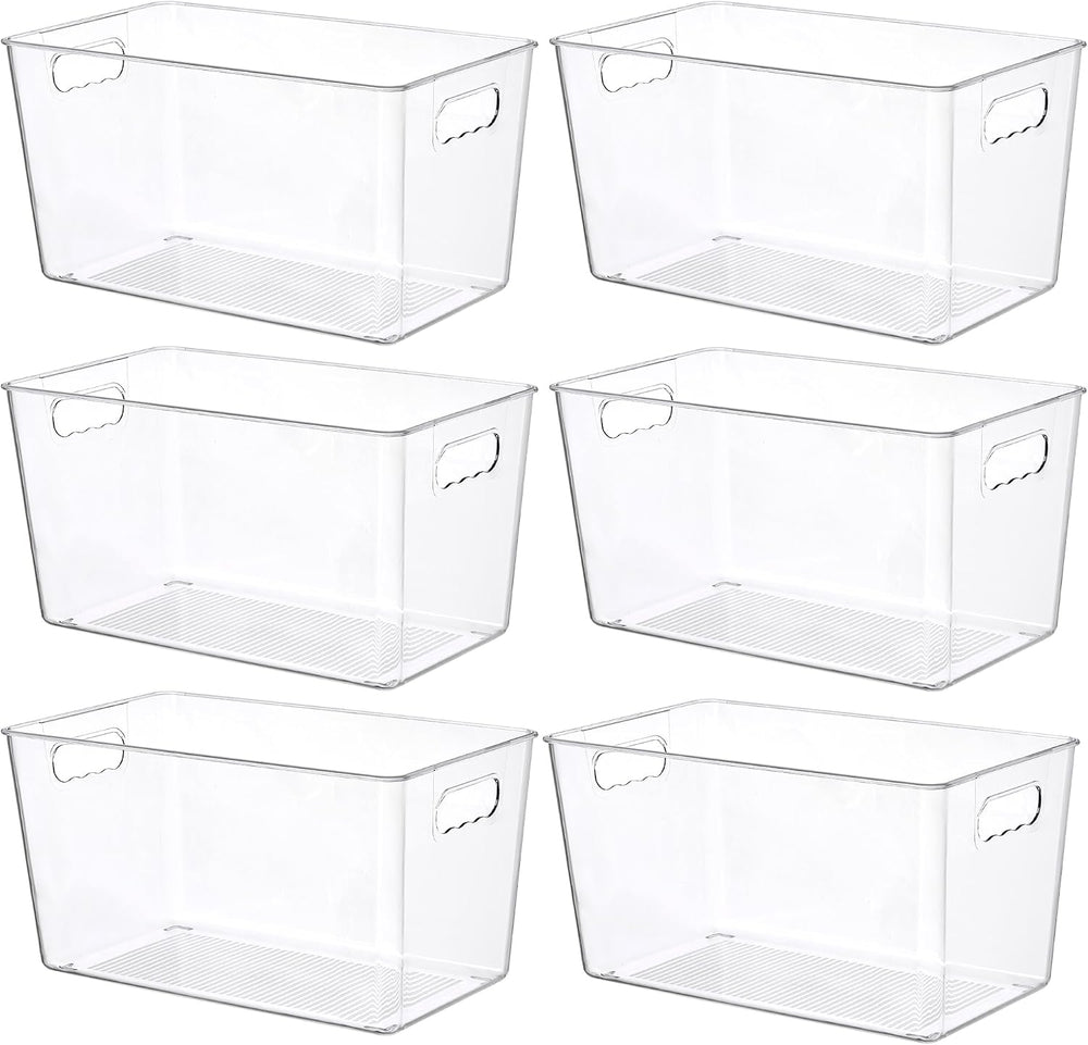 Vtopmart 6 Pack Clear Storage Bins, Pantry Storage Bins with Handle, XL
