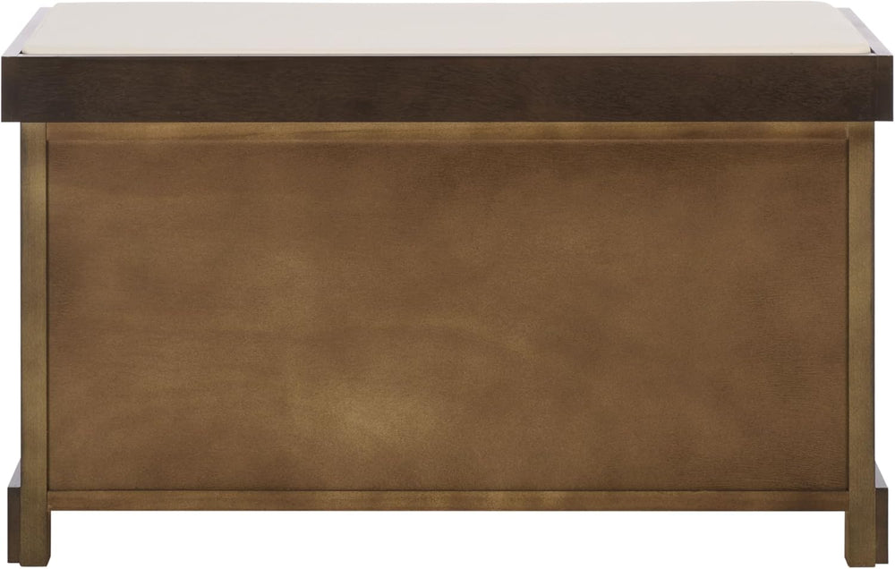 SAFAVIEH Furniture - Freddy 2-Basket Storage Bench - Dark Chocolate - Solid W...