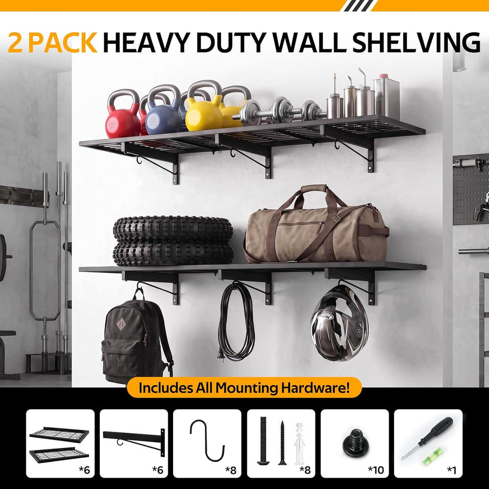 2 Pack Garage Wall Shelves, 46" x 12.5" Heavy Duty Wall Mounted She...