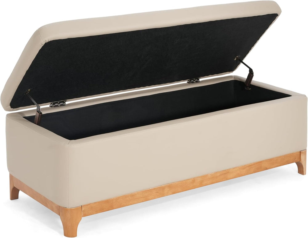 Christopher Knight Home Nesley Upholstered Ottoman with Storage for Living Ro...