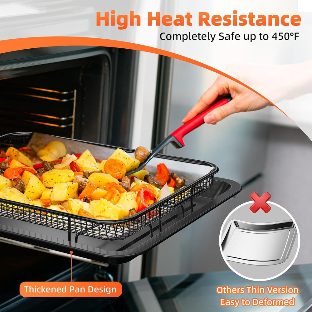 Air Fryer Basket, DEGOVIN 2 Set Large&Medium Oven Air Fryer Basket and Tray