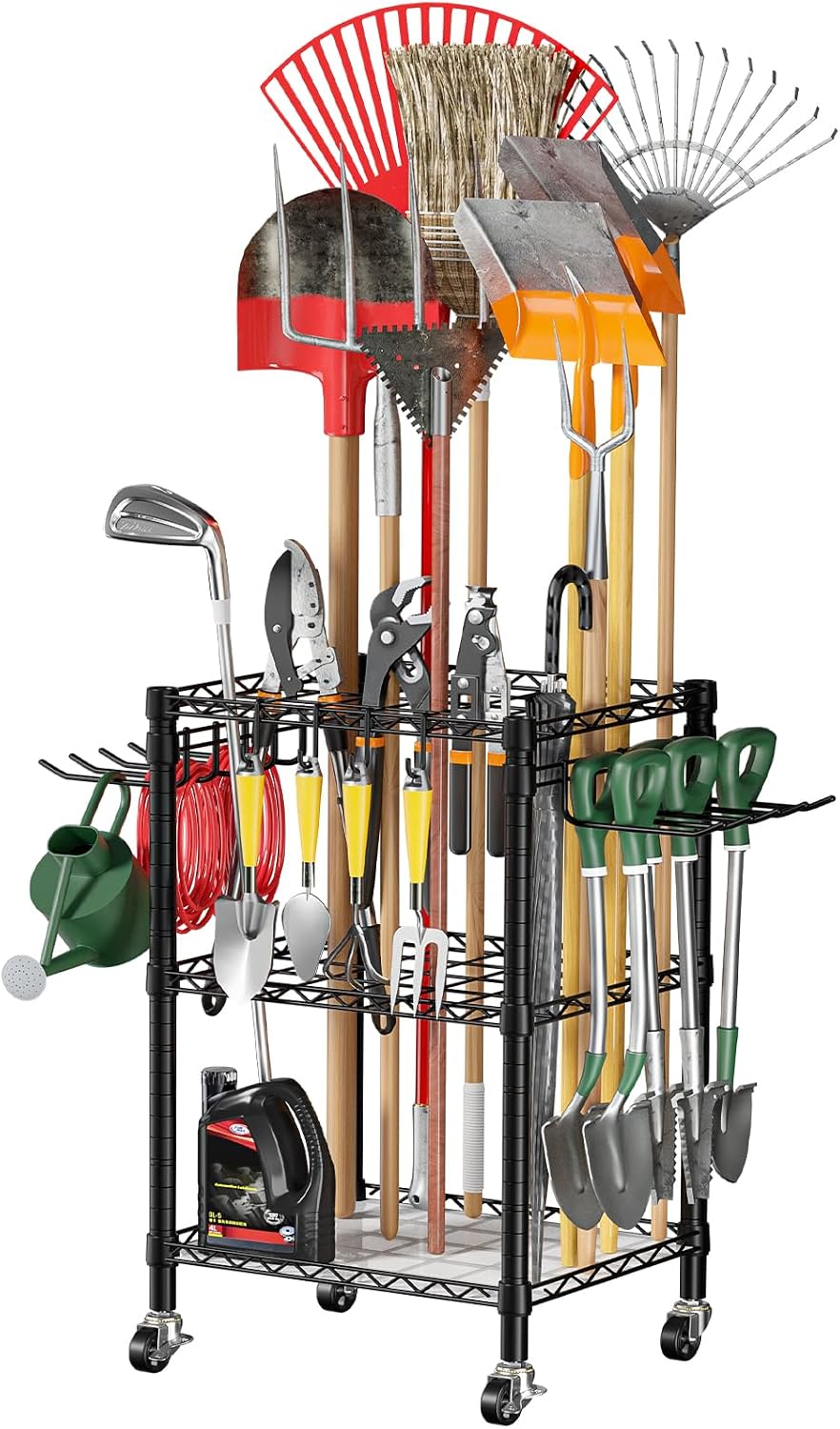 T1 Garden Tool Organizer（With Lockable Wheels）Heavy Duty Garage Tool Storage ...