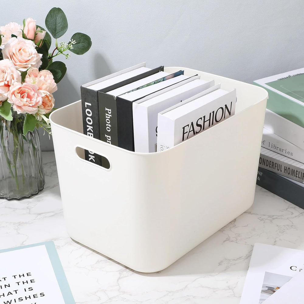 Zopeal White Plastic Storage Bins,10 Pcs,14 x 10.5 x 9.5 Inch
