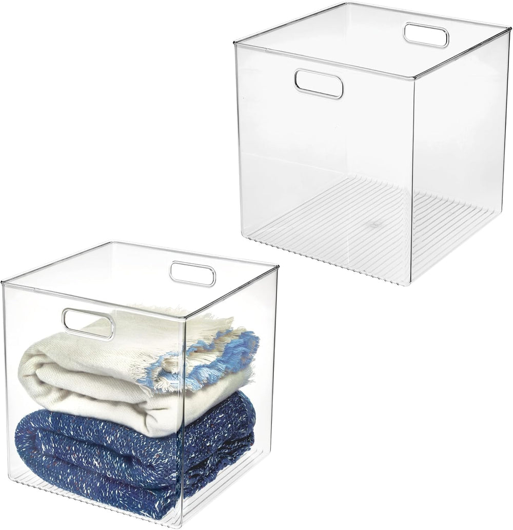 iDesign Pantry Storage Bin, Large Cube Organizer, Set of 2, Clear