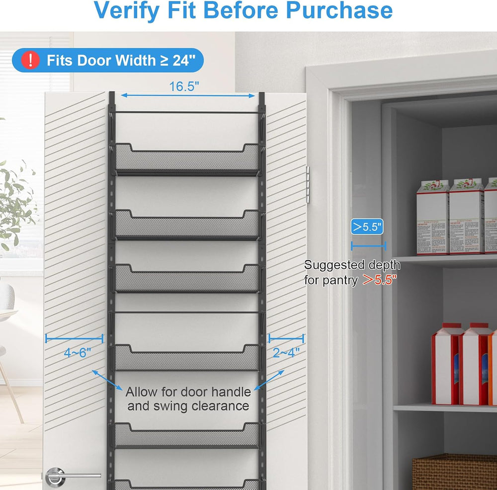 VyGrow Over the Door Pantry Organizer, 8-Tier Over the Door Organizer with Ad...