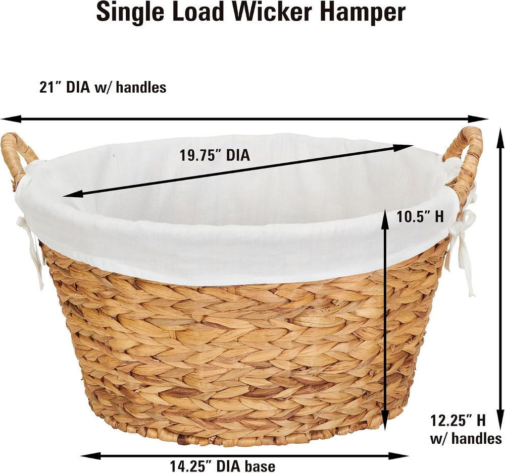 Household Essentials Round Wicker Laundry Basket with Handles, Whimsical Wate...