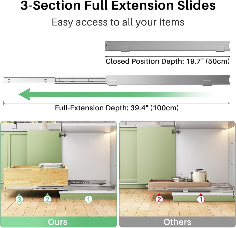 Pull Out Cabinet Organizer, Soft Close Slide Out Solid Wooden Drawers(15&quot...