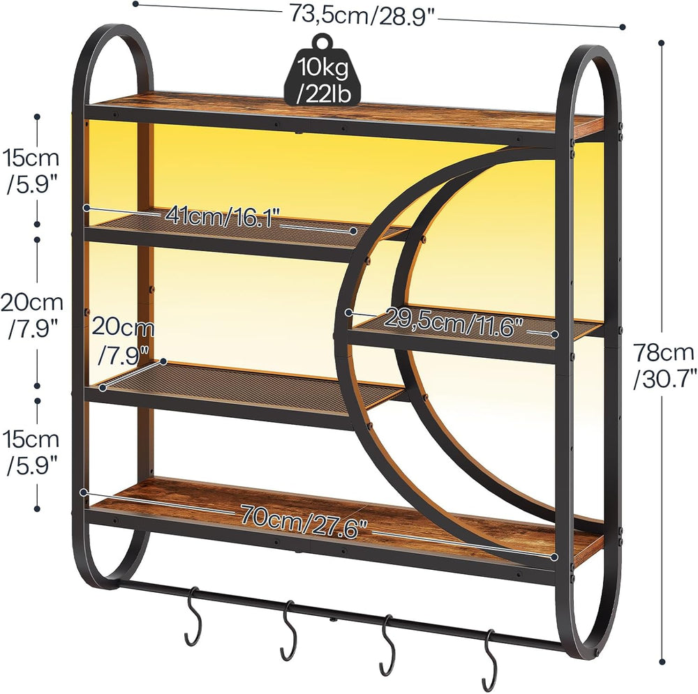 HOOBRO Gaming Floating Shelves for Wall, 28.9" LED Wall Shelf, Display Rack