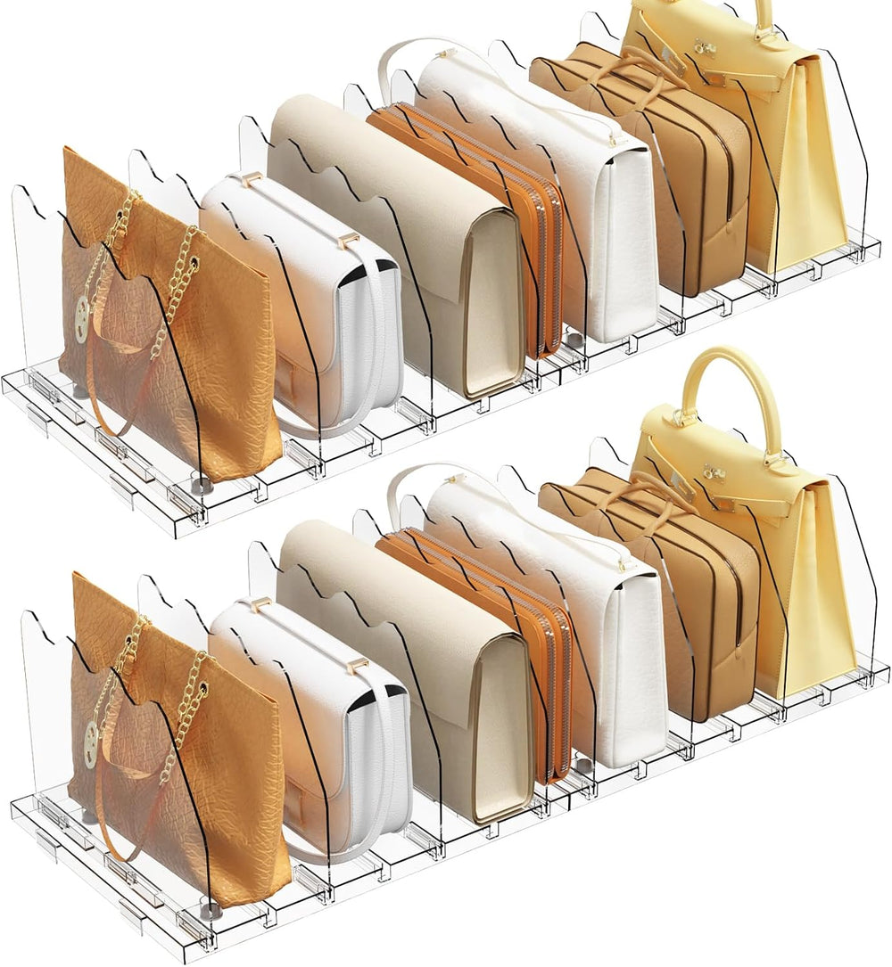 SPACEKEEPER Adjustable Shelf Divider for Closet,2 Pcs Clear Purse Organizer