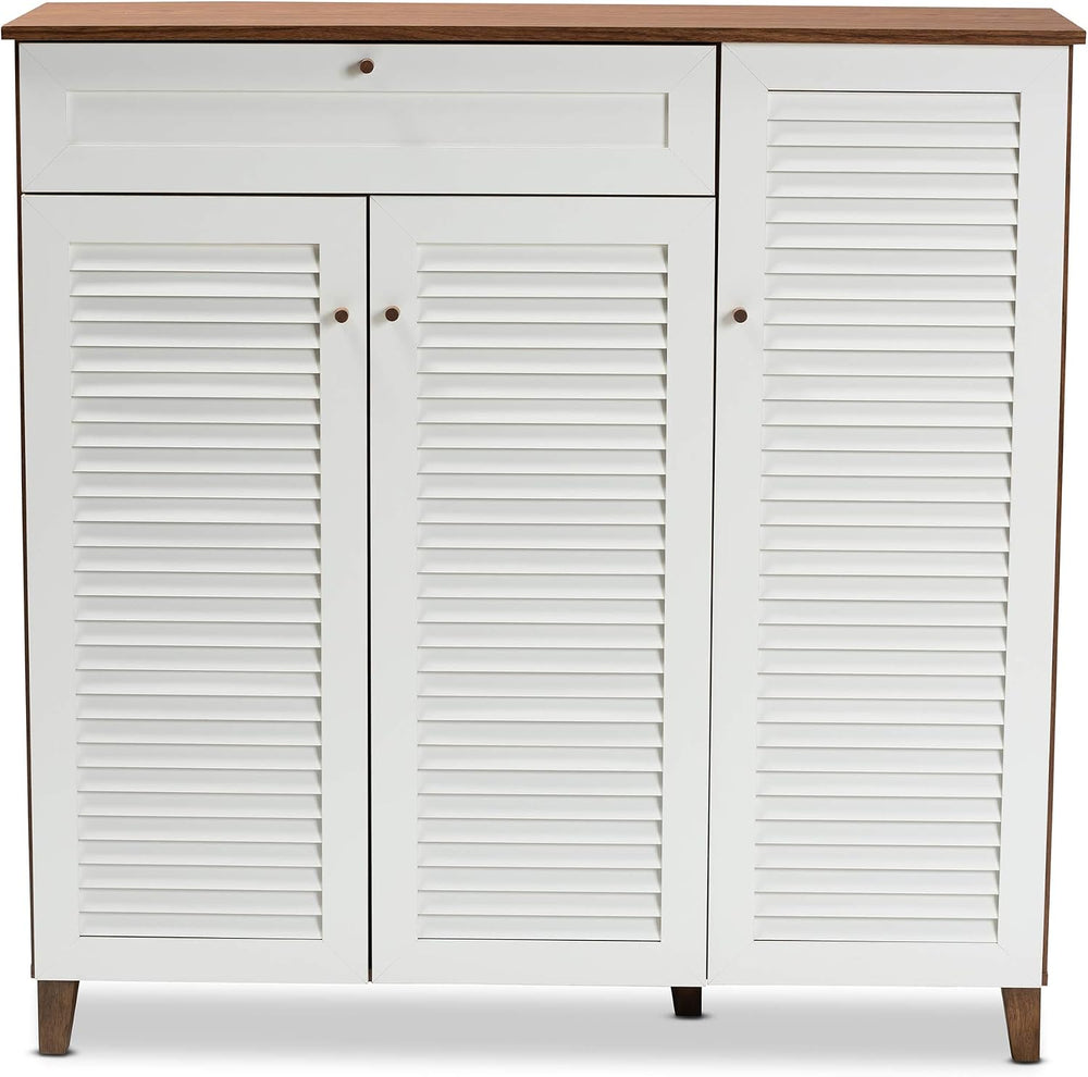 Baxton Studio Shoe Cabinets, White/Walnut