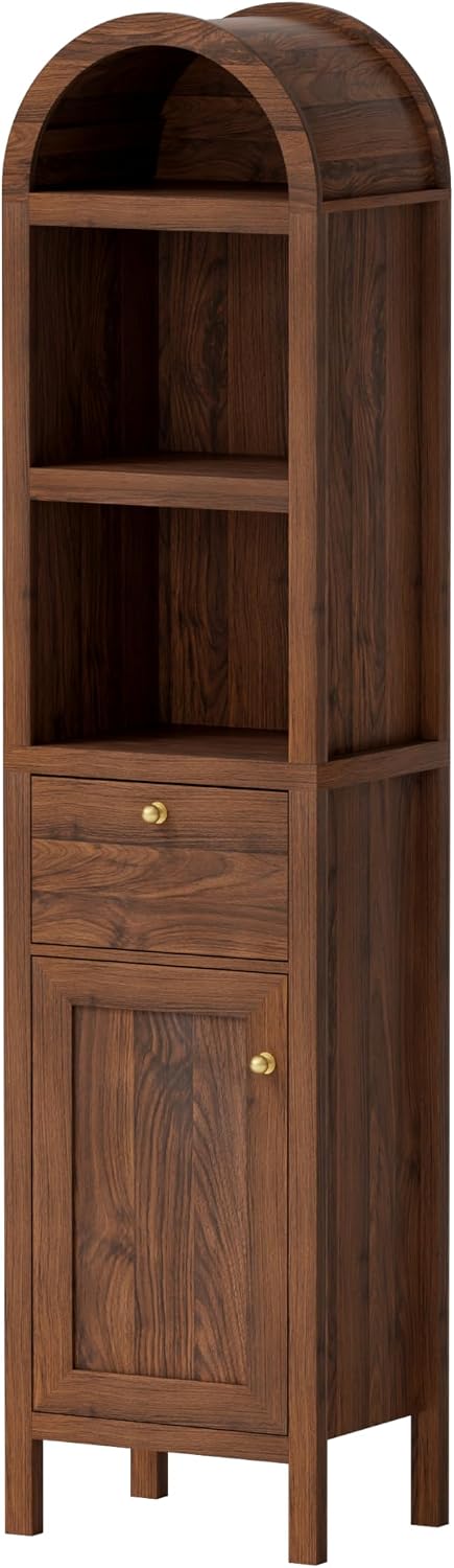 EYYTHUNG Arched Bathroom Narrow Storage Cabinet with Door and Drawer, 67&quot...