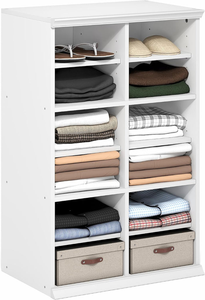 Furinno FANO Closet Organizers and Storage, 12-Cube Closet Organizer with Adjustable Shelves, Stackable Open Shelf Closet Shelves, 15.9 x 23.6 x 36.2 for Wardrobe, Bedroom, Living Room, White