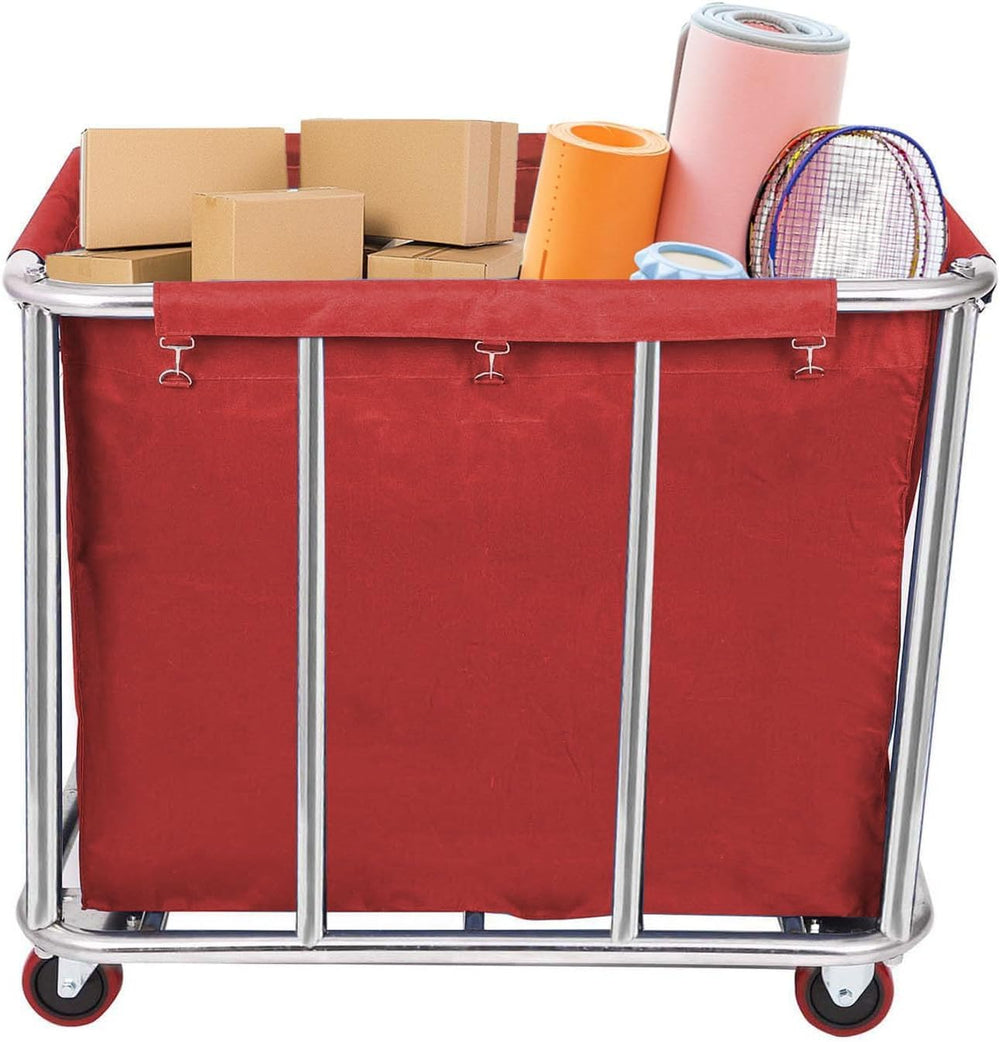 12 Bushels Laundry Cart for Commercial/Home,Heavy Duty Large Stainless Steel ...