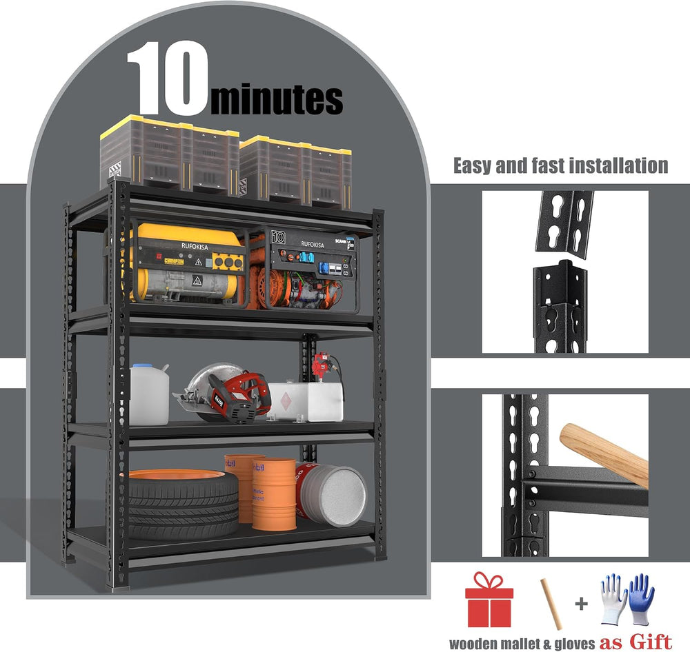 40" W Garage Shelving Heavy Duty，1800LBS Loads Metal Shelving Units and ...