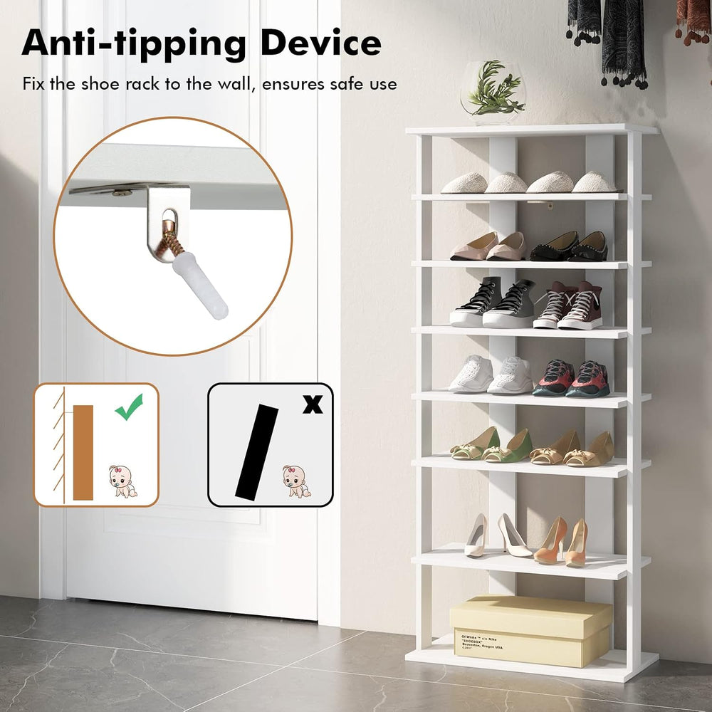 COSTWAY 7 Tiers Shoe Rack, Patented Shoe Organizer (White)
