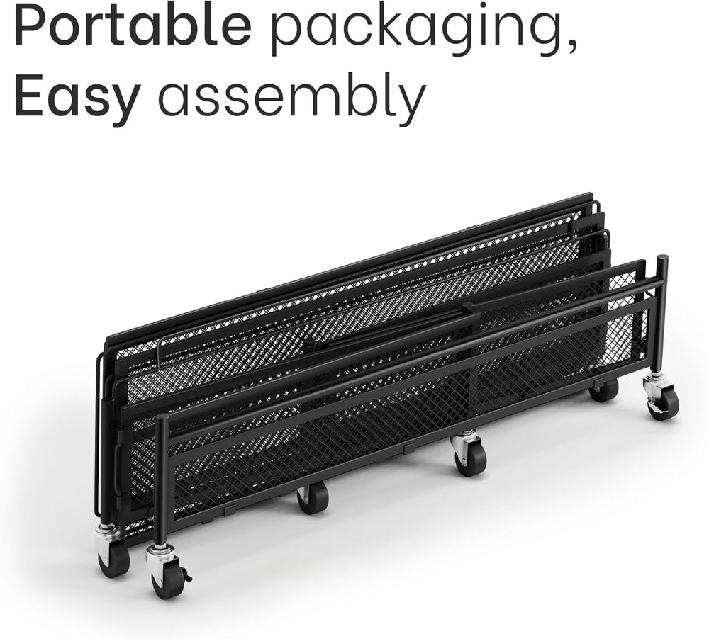 Under Bed Storage with Wheels, Large 65L, Heavy Duty Metal, Holds 70lb