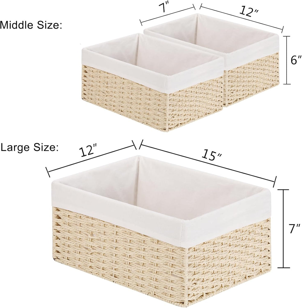 Vagusicc Wicker Basket, Set of 3 Hand-woven Storage Baskets for Organizing, D...