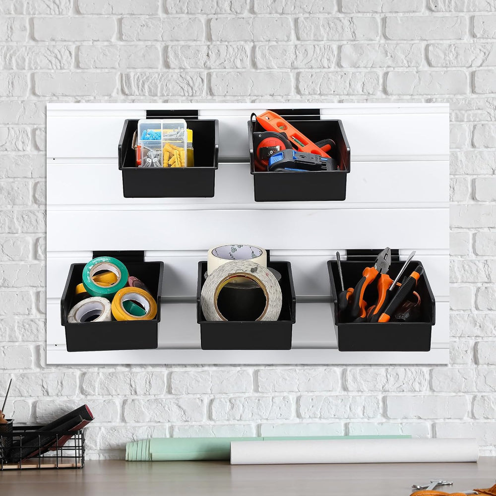 Briwooody 6 Pack Slatwall Bins with Hooks Set, Slatwall Organizer Containers ...