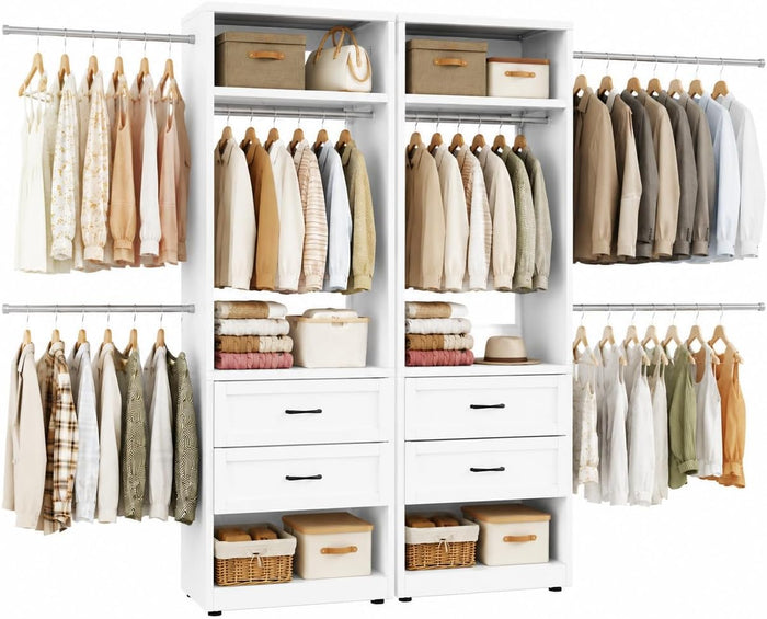 2 Pack 79" H Walk-in Closet System with 4 Expandable Hanging Rods