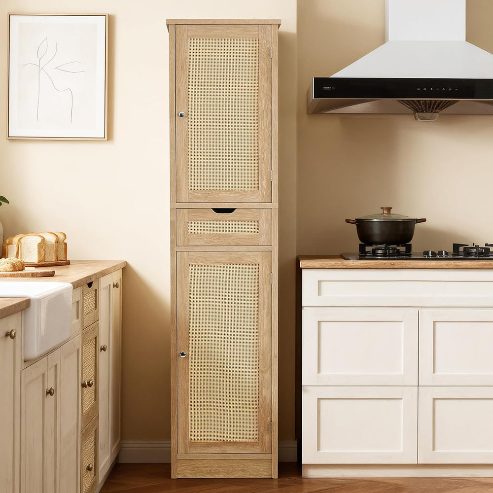 Iwell 66.9" Tall Bathroom Storage Cabinet with 2 Doors & 1 Drawer