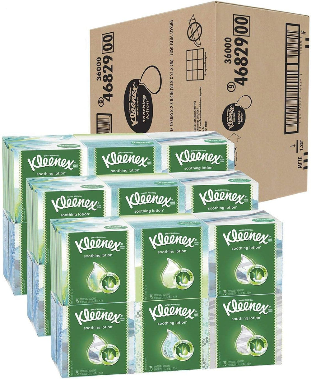 Kleenex Soothing Lotion Facial Tissues with Aloe & Vitamin E, Cube Box, 1...