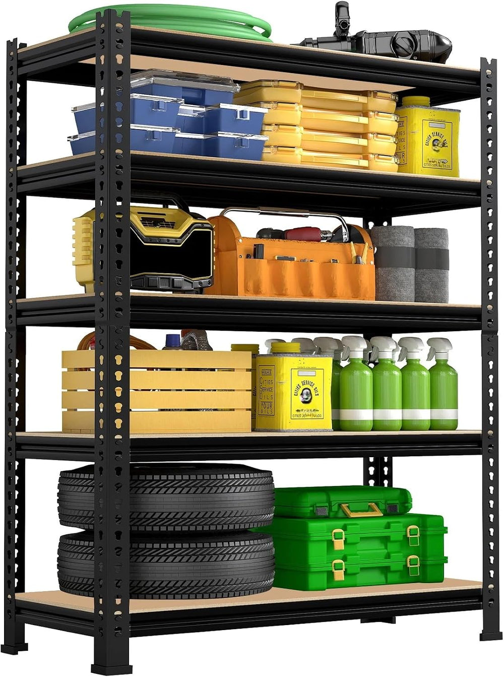 31.5" W x 16" D x 63" H 5-Tier Metal Storage Shelves: Heavy Du...