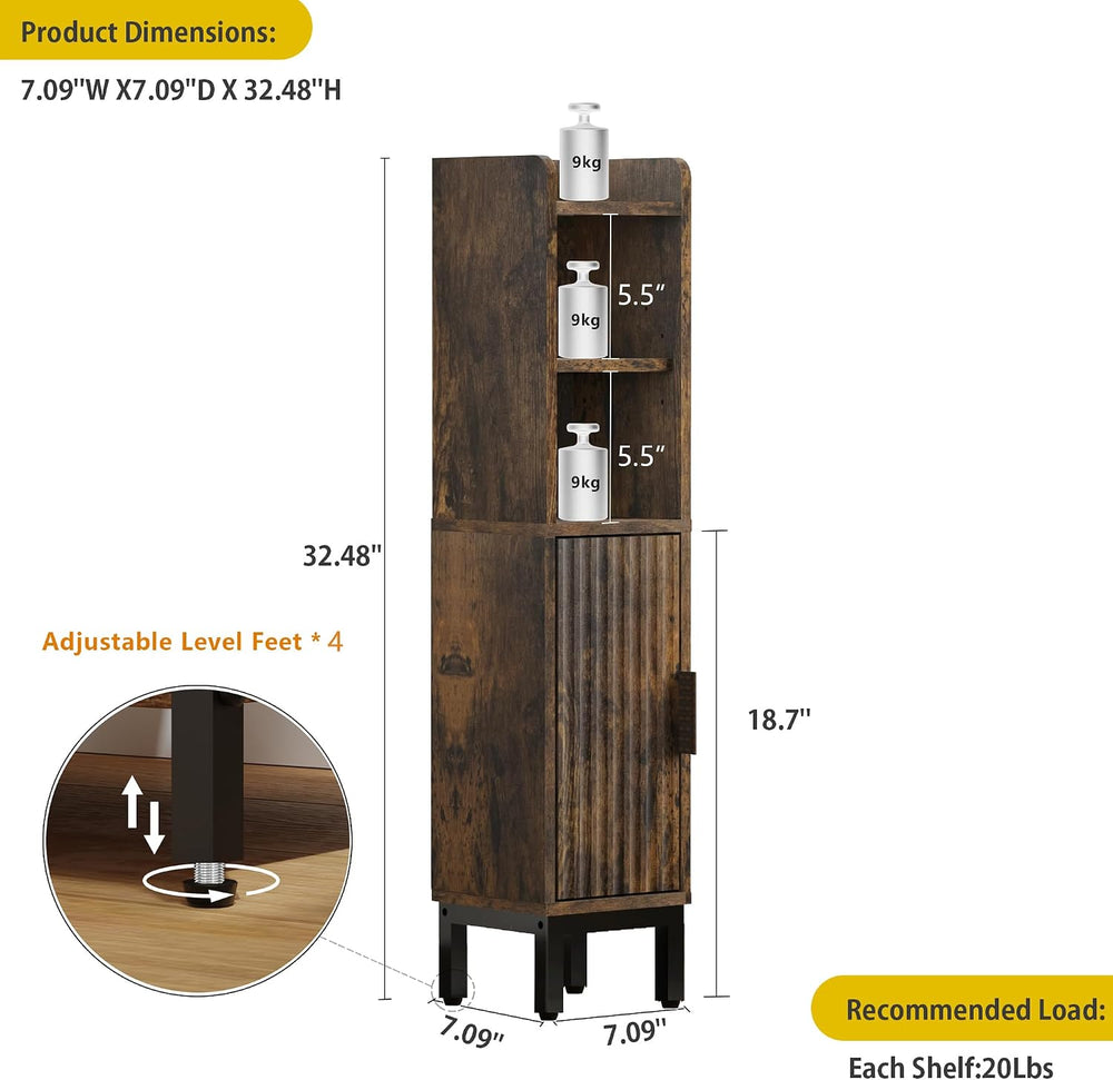 FerniTry Small Bathroom Storage Cabinet, Corner Floor Narrow Toilet Paper Cab...