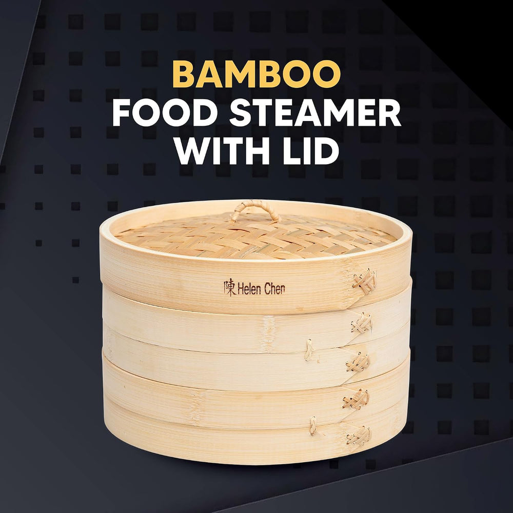 Helen's Asian Kitchen Bamboo Food Steamer with Lid - 100% Natural Bamboo ...