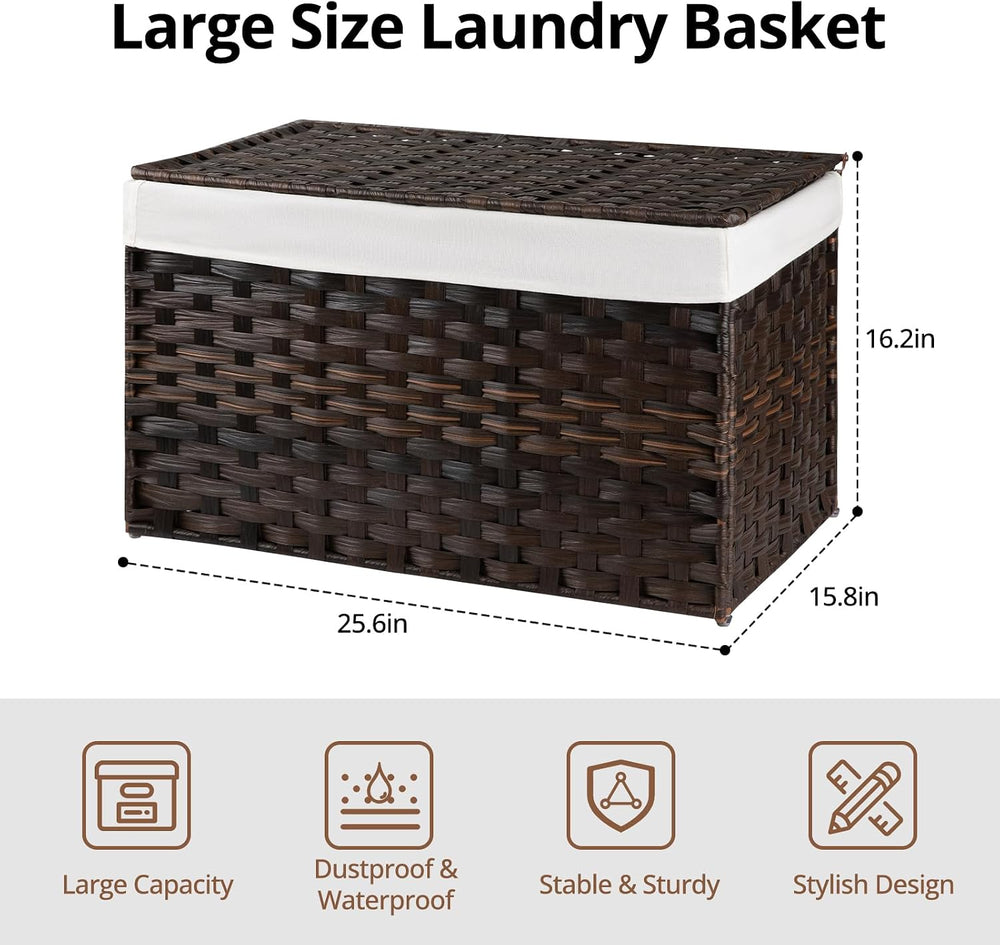 OIAHOMY Storage Basket with Lid, 27.7 Gallon (105L) Blanket Basket with Remov...