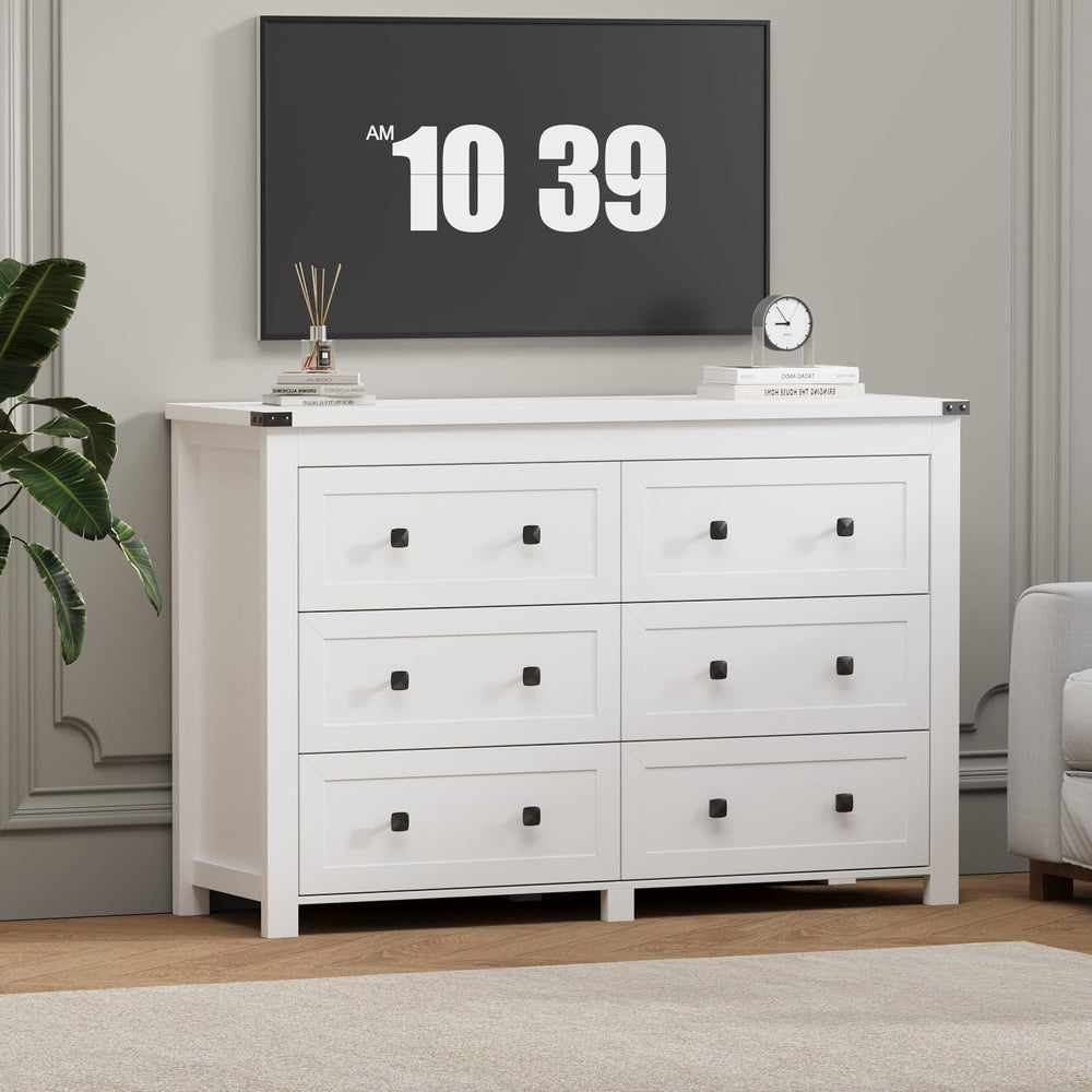 Wodeer 6 Drawer Dresser for Bedroom, White Modern Dressers & Chests of Dr...