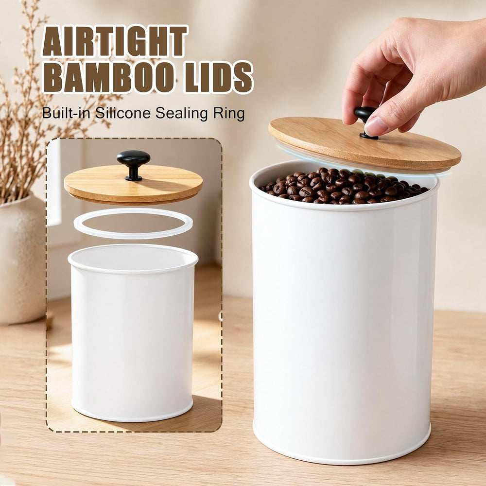 Canisters Sets for Kitchen Countertop 4 PCS Airtight Metal Containers