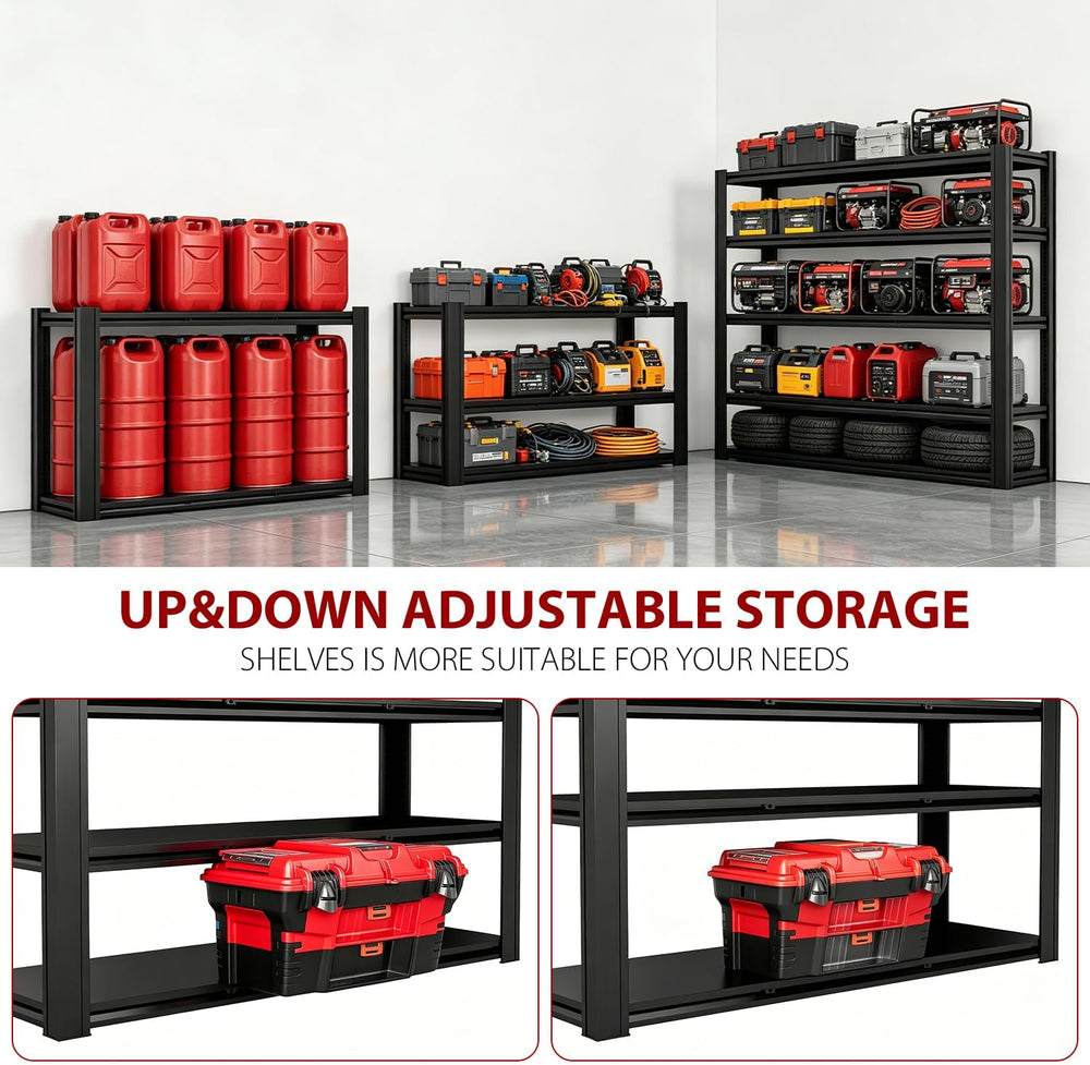 5 Tier Heavy Duty Garage Shelving Units, 5000 lbs Capacity Adjustable Metal S...